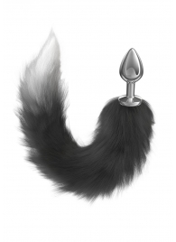 Серебристая анальная пробка с черным хвостом Starlit - Lola Games - купить с доставкой в Северске