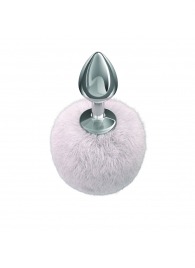 Серебристая анальная пробка с белым пушистым хвостиком Twinkle - Lola Games - купить с доставкой в Северске