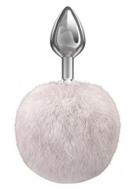 Серебристая анальная пробка с белым пушистым хвостиком Twinkle - Lola Games - купить с доставкой в Северске