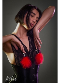 Зажимы на соски с красным пухом Euphoric - Lola Games - купить с доставкой в Северске