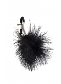 Зажимы на соски с черным пухом Euphoric - Lola Games - купить с доставкой в Северске