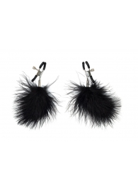 Зажимы на соски с черным пухом Euphoric - Lola Games - купить с доставкой в Северске