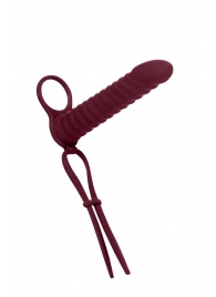 Бордовая вибронасадка для двойного проникновения Rori - 17 см. - Lola Games - купить с доставкой в Северске