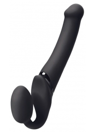Черный безремневой вибрострапон Silicone Bendable Strap-On M - Strap-on-me - купить с доставкой в Северске
