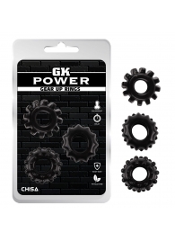 Набор из 3 черных эрекционных колец Gear Up Rings - Chisa - в Северске купить с доставкой