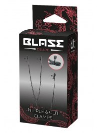 Черные зажимы на соски и клитор на цепочке DELUXE NIPPLE   CLIT CLAMPS - Dream Toys - купить с доставкой в Северске