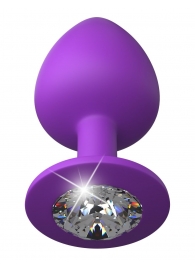 Фиолетовая анальная пробка со стразом Her Little Gem Large Plug - 9,5 см. - Pipedream - купить с доставкой в Северске
