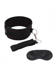 Черный ошейник с длинным поводком Collar and Leash Set - Lux Fetish - купить с доставкой в Северске