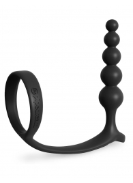 Черная анальная цепочка с эрекционным кольцом Ass-gasm Cockring Anal Beads - Pipedream - в Северске купить с доставкой