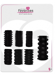 Набор из 7 черных насадок PENIS SLEEVES SET - Dream Toys - в Северске купить с доставкой
