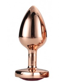 Золотистая анальная втулка с кристаллом-сердечком розового цвета - 7,1 см. - Dream Toys - купить с доставкой в Северске