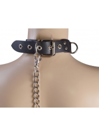 Черный кожаный ошейник Big Ring - Sitabella - купить с доставкой в Северске