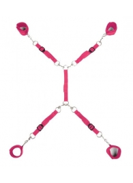 Ярко-розовый набор фиксаций на кровати Classic Bed Spreader - Lux Fetish - купить с доставкой в Северске