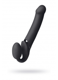 Черный безремневой вибрострапон Vibrating Bendable Strap-On L - Strap-on-me - купить с доставкой в Северске