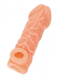 Телесная закрытая насадка с венками Cock Sleeve Size S - 13,8 см. - KOKOS - в Северске купить с доставкой