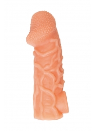 Телесная закрытая насадка с венками Cock Sleeve Size M - 15,6 см. - KOKOS - в Северске купить с доставкой