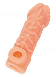Телесная закрытая насадка с венками Cock Sleeve Size L - 17,6 см. - KOKOS - в Северске купить с доставкой