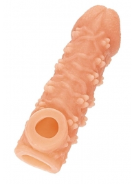 Телесная закрытая насадка с пучками шишечек Cock Sleeve Size L - 17,6 см. - KOKOS - в Северске купить с доставкой