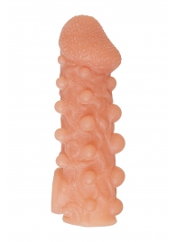 Телесная закрытая насадка с шариками Cock Sleeve Size M - 15,6 см. - KOKOS - в Северске купить с доставкой