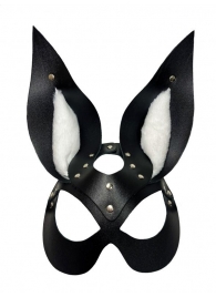 Черная маска зайки с белым мехом на ушках Miss Bunny - БДСМ Арсенал - купить с доставкой в Северске