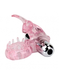 Эрекционное розовое виброкольцо с клиторальным зайчиком - Baile - в Северске купить с доставкой