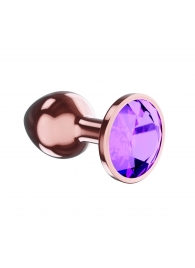 Пробка цвета розового золота с фиолетовым кристаллом Diamond Amethyst Shine L - 8,3 см. - Lola Games - купить с доставкой в Северске