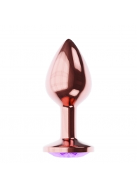 Пробка цвета розового золота с фиолетовым кристаллом Diamond Amethyst Shine L - 8,3 см. - Lola Games - купить с доставкой в Северске