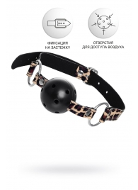 Черный кляп-шар на леопардовых ремешках Anonymo - ToyFa - купить с доставкой в Северске