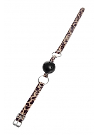 Черный кляп-шар на леопардовых ремешках Anonymo - ToyFa - купить с доставкой в Северске