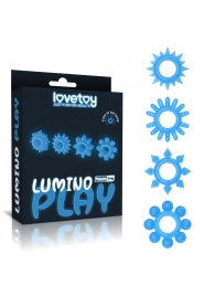 Набор из 4 голубых, светящихся в темноте эрекционных колец Lumino Play - Lovetoy - в Северске купить с доставкой