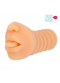 Телесный мастурбатор-ротик с высунутым язычком - Bior toys - в Северске купить с доставкой