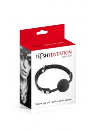 Черный силиконовый кляп-шарик на ремешках - Fetish Tentation - купить с доставкой в Северске