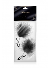 Зажимы на соски с черными пуховыми кисточками Sweet Caress Feather Nipple Clumps - Sweet Caress - купить с доставкой в Северске