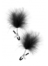 Зажимы на соски с черными пуховыми кисточками Sweet Caress Feather Nipple Clumps - Sweet Caress - купить с доставкой в Северске