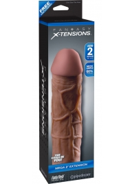 Коричневая насадка Mega 2  Extension - 20,3 см. - Pipedream - в Северске купить с доставкой