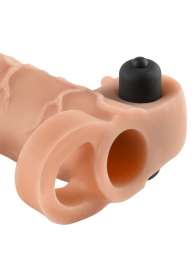 Телесная вибронасадка с кольцом Vibrating Real Feel 2 Extension - 16 см. - Pipedream - в Северске купить с доставкой