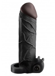 Чёрная вибронасадка с кольцом Vibrating Real Feel 2 Extension - 16 см. - Pipedream - в Северске купить с доставкой