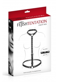 Черная упряжь на тело с шипами на ошейнике - Fetish Tentation - купить с доставкой в Северске