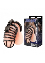 Черная металлическая клетка с замком Deluxe Chastity Cage - BlueLine - купить с доставкой в Северске