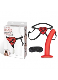 Красный поясной фаллоимитатор Red Heart Strap on Harness   5in Dildo Set - 12,25 см. - Lux Fetish - купить с доставкой в Северске
