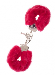Металлические наручники с красной меховой опушкой METAL HANDCUFF WITH PLUSH RED - Dream Toys - купить с доставкой в Северске