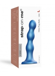 Голубая насадка Strap-On-Me Dildo Plug Balls size L - Strap-on-me - купить с доставкой в Северске