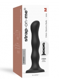 Черная насадка Strap-On-Me Dildo Geisha Balls size M - Strap-on-me - купить с доставкой в Северске