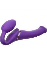 Фиолетовый безремневой вибрострапон Vibrating Bendable Strap-On - size L - Strap-on-me - купить с доставкой в Северске