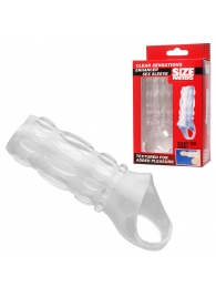 Насадка на пенис с кольцом для мошонки Clear Sensations Enhancer Sex Sleeve - 11,5 см. - XR Brands - в Северске купить с доставкой