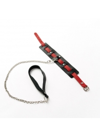 Черный ошейник с красным ремешком и поводком - Crazy Handmade - купить с доставкой в Северске