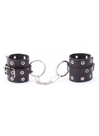 Черные кожаные наручники с люверсами - Crazy Handmade - купить с доставкой в Северске