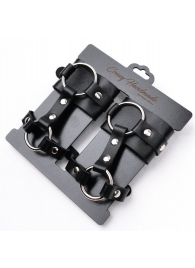 Черные наручники с креплением на кисть руки - Crazy Handmade - купить с доставкой в Северске