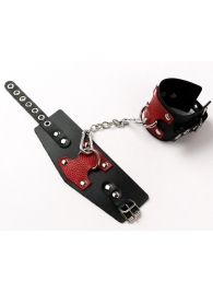 Черные кожаные оковы с красными вставками - Crazy Handmade - купить с доставкой в Северске