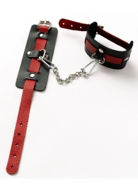 Черные оковы с красным декором и заклепками - Crazy Handmade - купить с доставкой в Северске